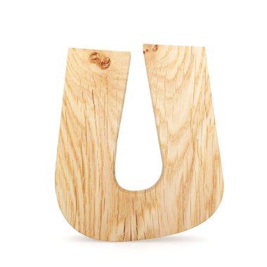 3D dekoratif ahşap alfabe, büyük harf U