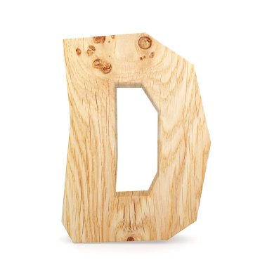 3D dekoratif ahşap alfabe, büyük harf D
