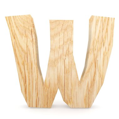 3D dekoratif ahşap alfabe, büyük harf W