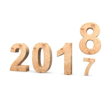 2018 3D illüstrasyon izole beyaz arka plan üzerinde yeni yıl kavramı