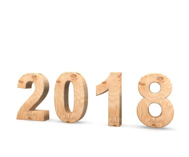 Beyaz arka plan üzerinde 2018 yıl 3D çizimi.