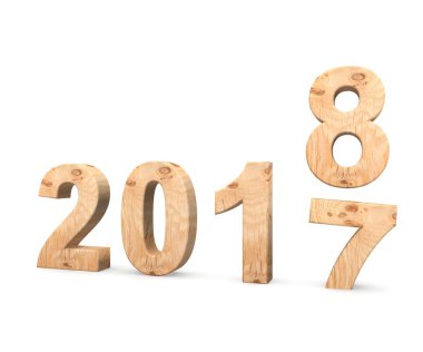 2018 3D illüstrasyon izole beyaz arka plan üzerinde yeni yıl kavramı