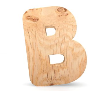 3D dekoratif ahşap alfabe, büyük harf B