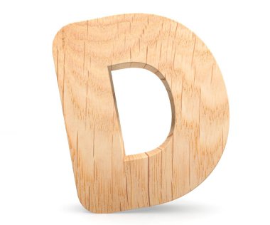 3D dekoratif ahşap alfabe, büyük harf D