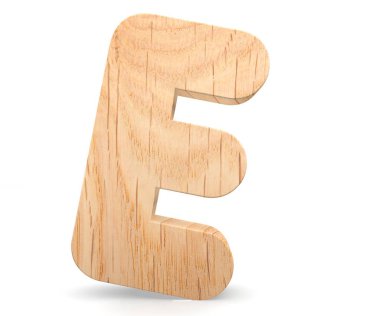 3D dekoratif ahşap alfabe, büyük harf E