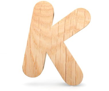 3D dekoratif ahşap alfabe, büyük harf K