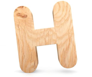 3D dekoratif ahşap alfabe, büyük harf H