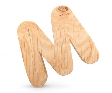 3D dekoratif ahşap alfabe, büyük harf M