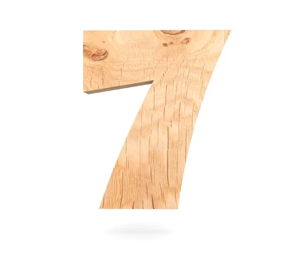 Dekorációs fa ábécé hét számjegyszimbólum - 7. 3D rendering illusztráció. Elszigetelt fehér background — Stock Fotó