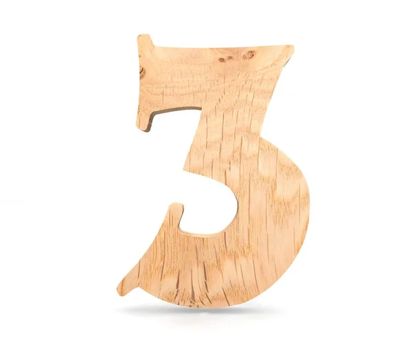 Dekorációs fa ábécé három számjegyű szimbólum - 3. 3D rendering illusztráció. Elszigetelt fehér background — Stock Fotó
