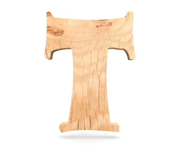 Alfabeto decorativo 3D de madera, letra mayúscula T —  Fotos de Stock