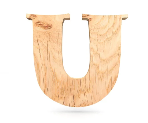 Alfabeto de madeira decorativo 3D, letra maiúscula U — Fotografia de Stock