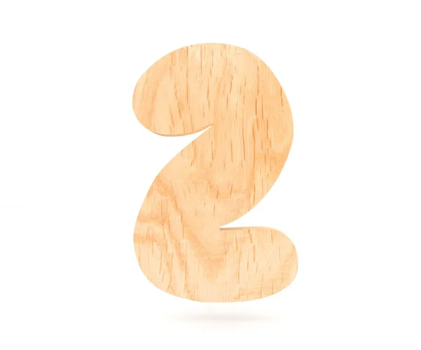 装飾的な木製アルファベット 2 桁記号 - 2 です。3 d レンダリング図。白い背景に分離 — ストック写真