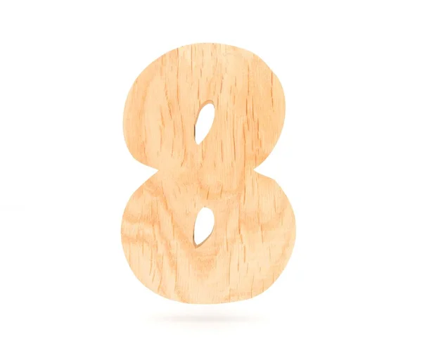 Chiffre décoratif de l'alphabet en bois huit symbole - 8. Illustration de rendu 3D. Isolé sur fond blanc — Photo