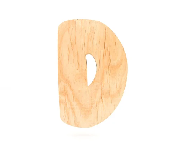 Alphabet décoratif 3D en bois, lettre majuscule D — Photo