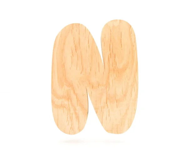 3D декоративный деревянный алфавит, заглавная буква N — стоковое фото