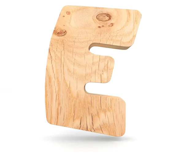 3D декоративный деревянный алфавит, заглавная буква Е — стоковое фото