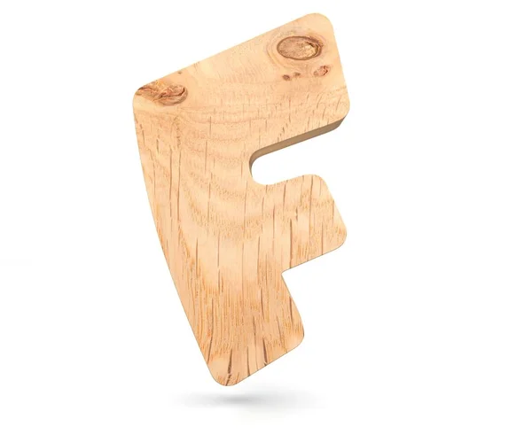 Alfabeto de madeira decorativo 3D, letra maiúscula F — Fotografia de Stock
