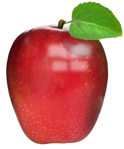 Czerwony dojrzałe jabłko na białym tle. Ścieżki przycinające. — Zdjęcie stockowe