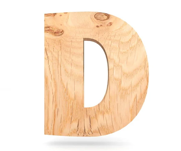 Alfabet kayu dekoratif 3D, huruf kapital D — Stok Foto
