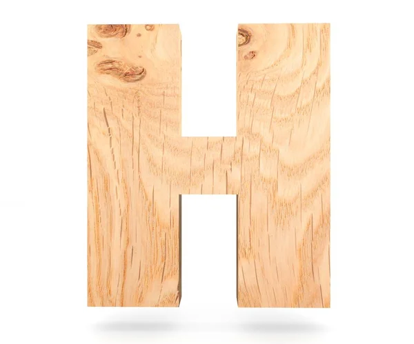 3D декоративный деревянный алфавит, заглавная буква H — стоковое фото