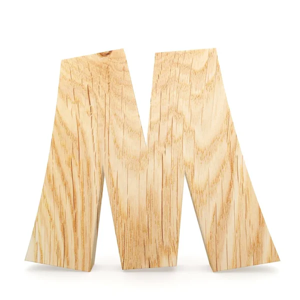3D декоративный деревянный алфавит, заглавная буква М — стоковое фото