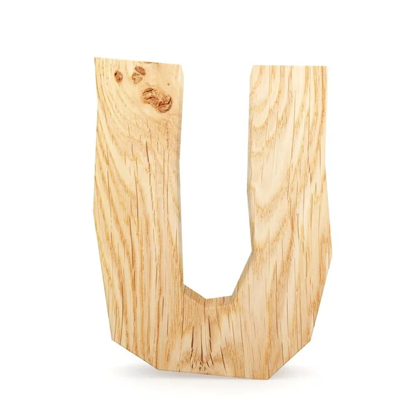 Alphabet décoratif 3D en bois, lettre majuscule U — Photo