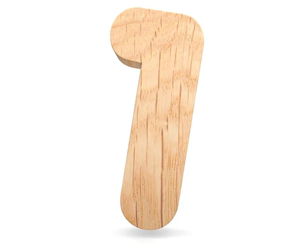 3D dekorativní dřevěné abecedy číslice jeden symbol - 1. Izolované na bílém pozadí — Stock fotografie