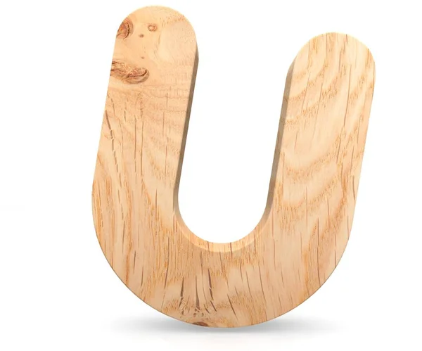 Alfabeto de madeira decorativo 3D, letra maiúscula U — Fotografia de Stock