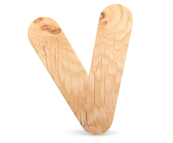 Alfabeto decorativo 3D de madera, letra mayúscula V — Foto de Stock