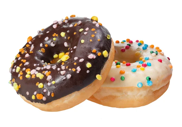 Renkli çörekler beyaz arka planda izole edilmiş..