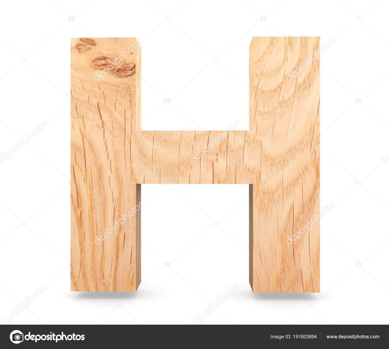 3d Decorative Wooden Alphabet Capital Letter H Stock Photo