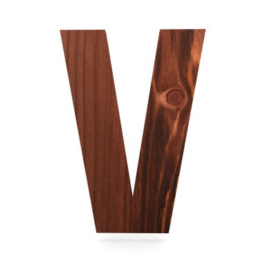 3D dekoratif ahşap alfabe, büyük harf V