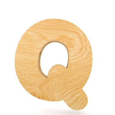 3D dekoratif ahşap alfabe, büyük harf Q