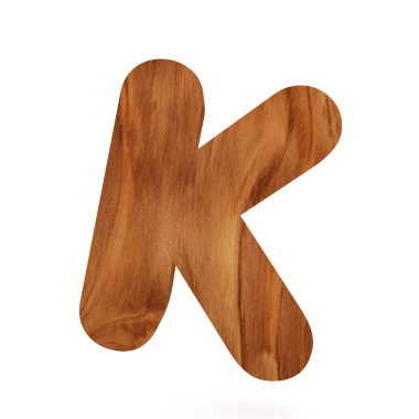 3D dekoratif ahşap alfabe, büyük harf K