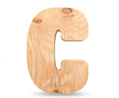 3D dekoratif ahşap alfabe, büyük harf C