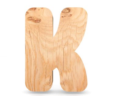 3D dekoratif ahşap alfabe, büyük harf K