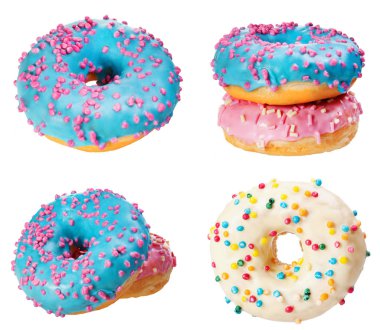 Beyaz arka plan üzerinde izole set poğaça kek