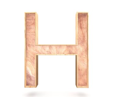3D dekoratif ahşap alfabe, büyük harf H