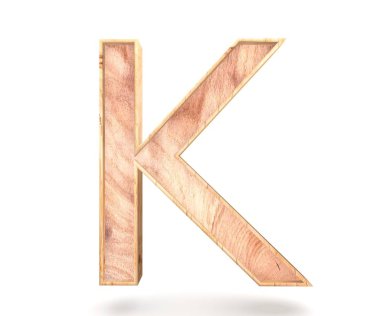 3D dekoratif ahşap alfabe, büyük harf K