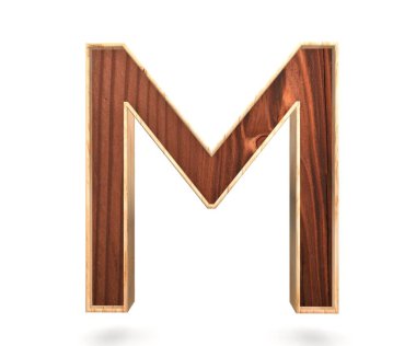 3D dekoratif ahşap alfabe, büyük harf M
