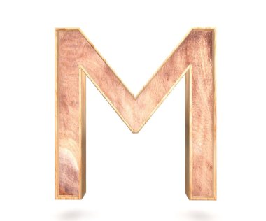 3D dekoratif ahşap alfabe, büyük harf M