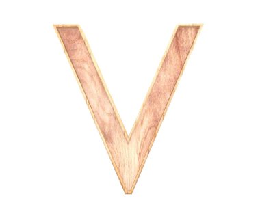 3D dekoratif ahşap alfabe, büyük harf V