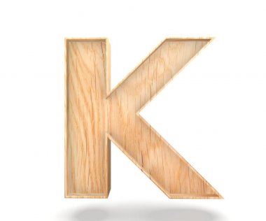 3D dekoratif ahşap alfabe, büyük harf K