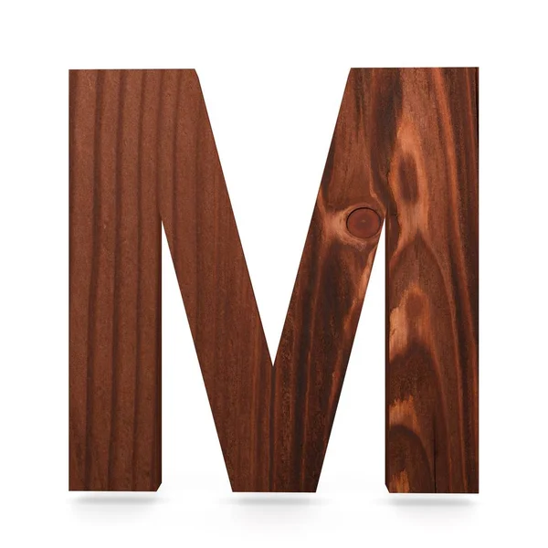 Alfabeto de madeira decorativo 3D, letra maiúscula M — Fotografia de Stock