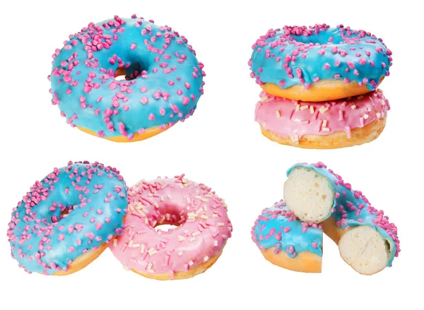 Set donut taarten geïsoleerd op witte achtergrond — Stockfoto