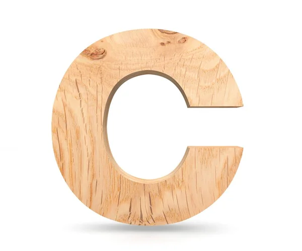 Alfabet kayu dekoratif 3D, huruf kapital C — Stok Foto