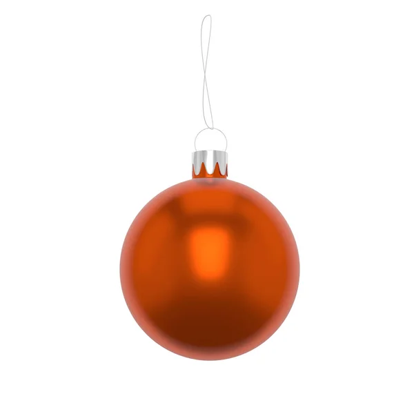 Illustration 3D Boule de Noël orange avec ficelle, isolée sur fond blanc . — Photo