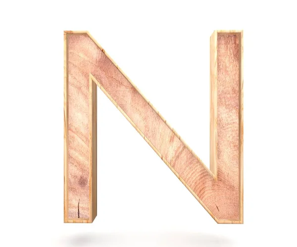 Alphabet décoratif 3D en bois, lettre majuscule N — Photo