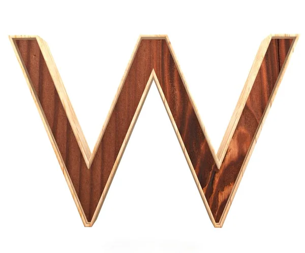 Alfabet kayu dekoratif 3D, huruf kapital W — Stok Foto
